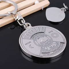Rotating 50-Year Perpetual Calendar Keyring Compass