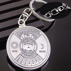 Rotating 50-Year Perpetual Calendar Keyring Compass