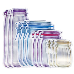 Reusable Mason Jar Bottle Bag Sealing Food Storage Bag, Pack of 10 12 20