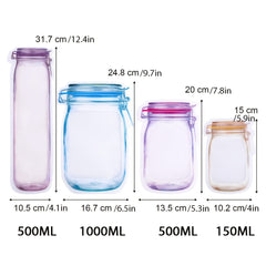Reusable Mason Jar Bottle Bag Sealing Food Storage Bag, Pack of 10 12 20