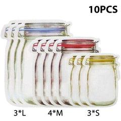 Reusable Mason Jar Bottle Bag Sealing Food Storage Bag, Pack of 10 12 20