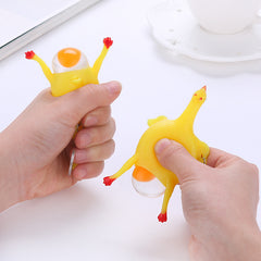 2Pcs Chicken Keychain Vent Squeeze Gag Gift Stress Relief Laying Egg Toys