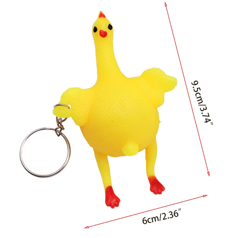 2Pcs Chicken Keychain Vent Squeeze Gag Gift Stress Relief Laying Egg Toys