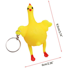 2Pcs Chicken Keychain Vent Squeeze Gag Gift Stress Relief Laying Egg Toys