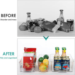 Refrigerator Organizer Bin With Handle Clear Plastic Bins For Fridge Freezer