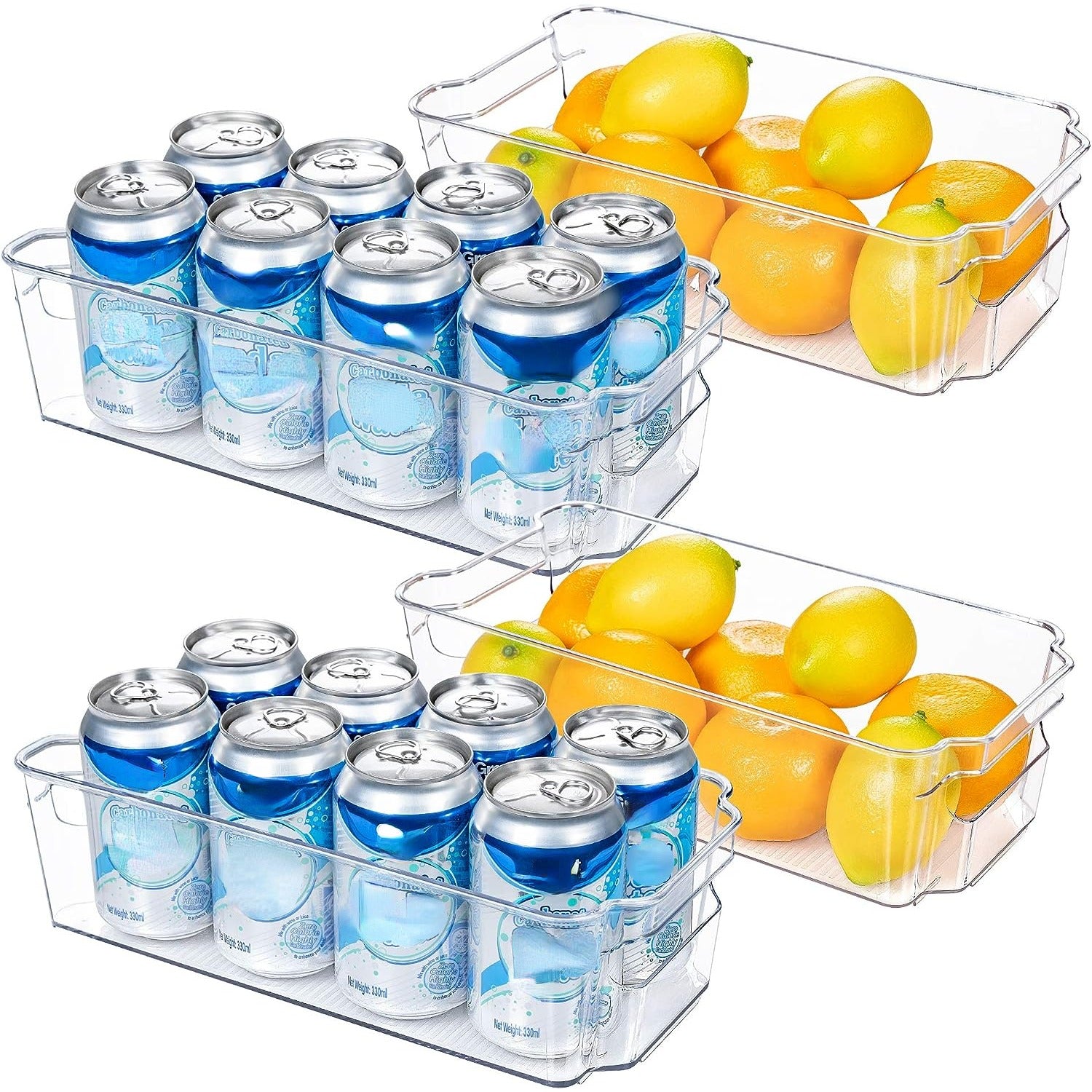 Refrigerator Organizer Bin With Handle Clear Plastic Bins For Fridge Freezer