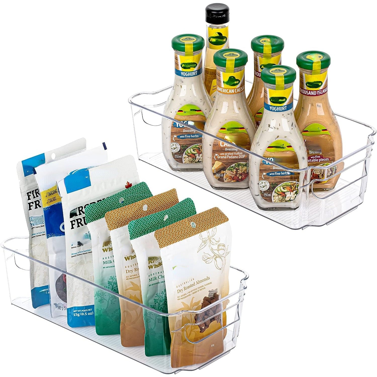 Refrigerator Organizer Bin With Handle Clear Plastic Bins For Fridge Freezer