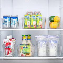 Refrigerator Organizer Bin With Handle Clear Plastic Bins For Fridge Freezer