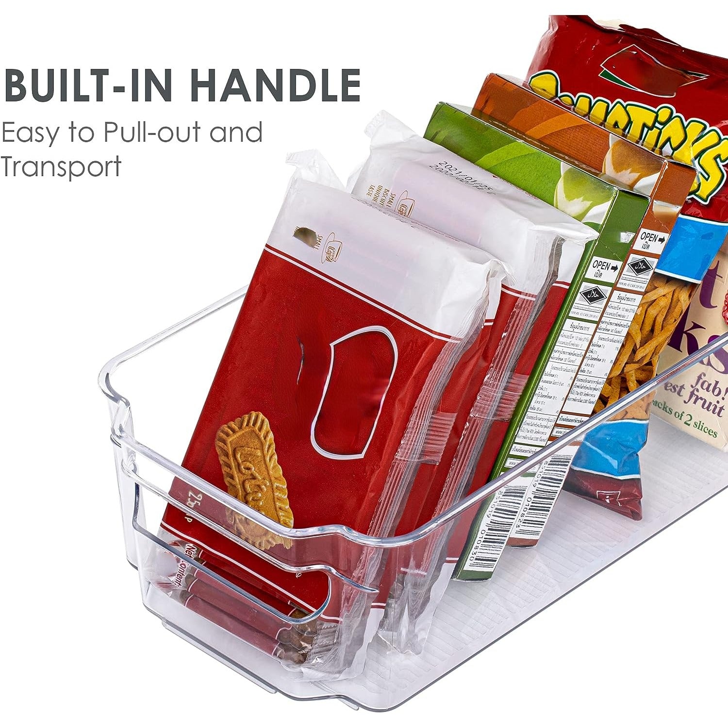Refrigerator Organizer Bin With Handle Clear Plastic Bins For Fridge Freezer