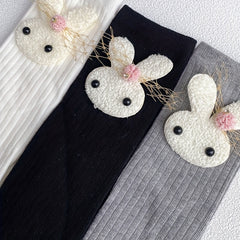 Girls Cartoon Rabbit Socks Thin Calf Socks For Summer