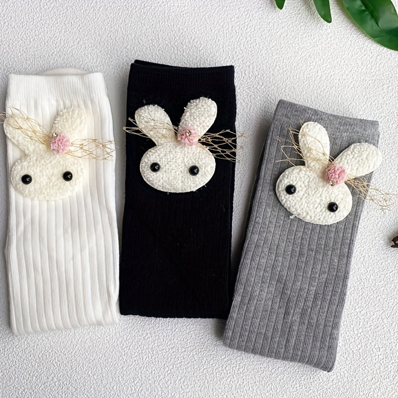 Girls Cartoon Rabbit Socks Thin Calf Socks For Summer