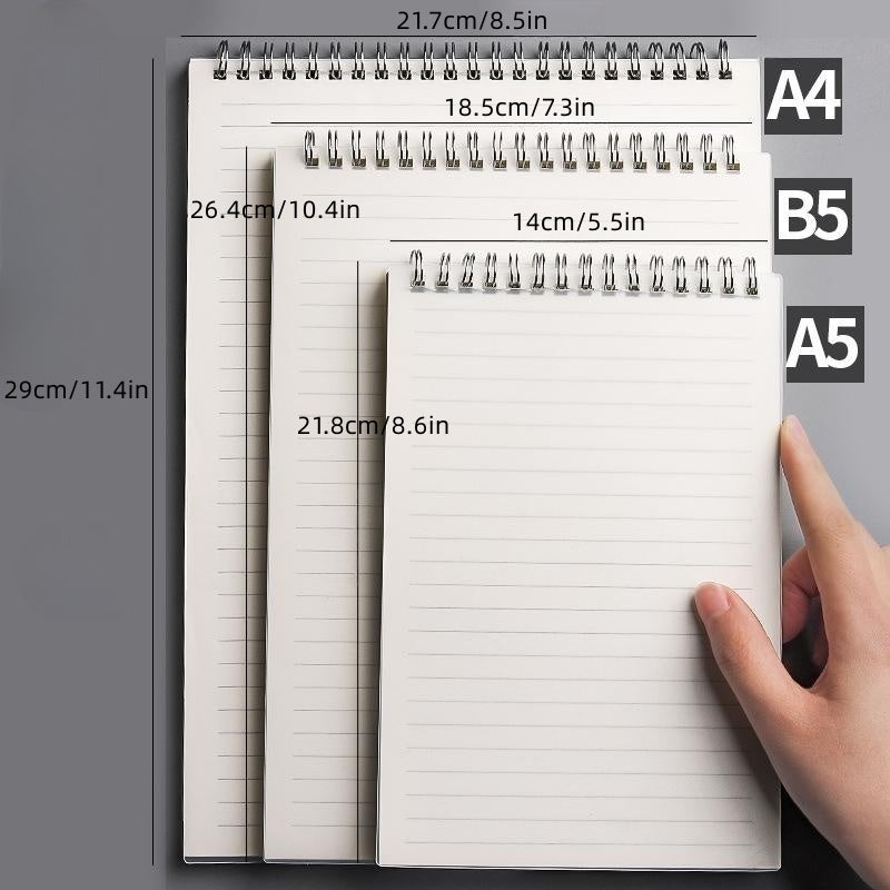 Spiral Hardcover Notebook, PP Cover, Thickened, Horizontal Coil, Water Resistant