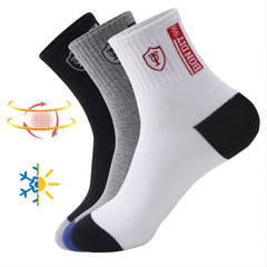 6 Pairs Men's Embroidered Mid Calf Socks