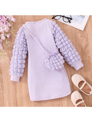 Ribbed Bodycon Girls Dress Long Sleeve Party Casual Dresses