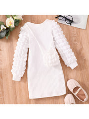 Ribbed Bodycon Girls Dress Long Sleeve Party Casual Dresses