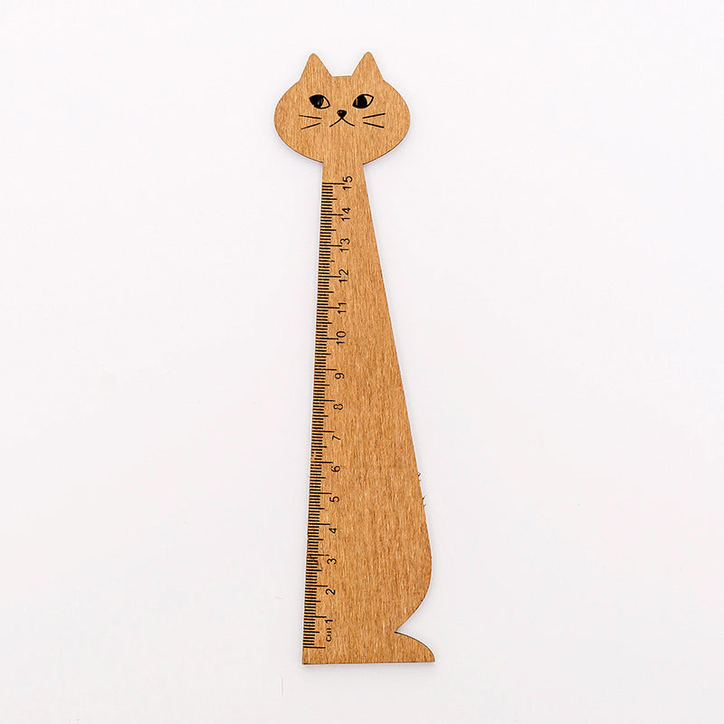 Cartoon Cat Wood Ruler 5 9in Student Tools Drawing Ruler