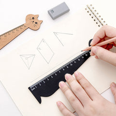 Cartoon Cat Wood Ruler 5 9in Student Tools Drawing Ruler