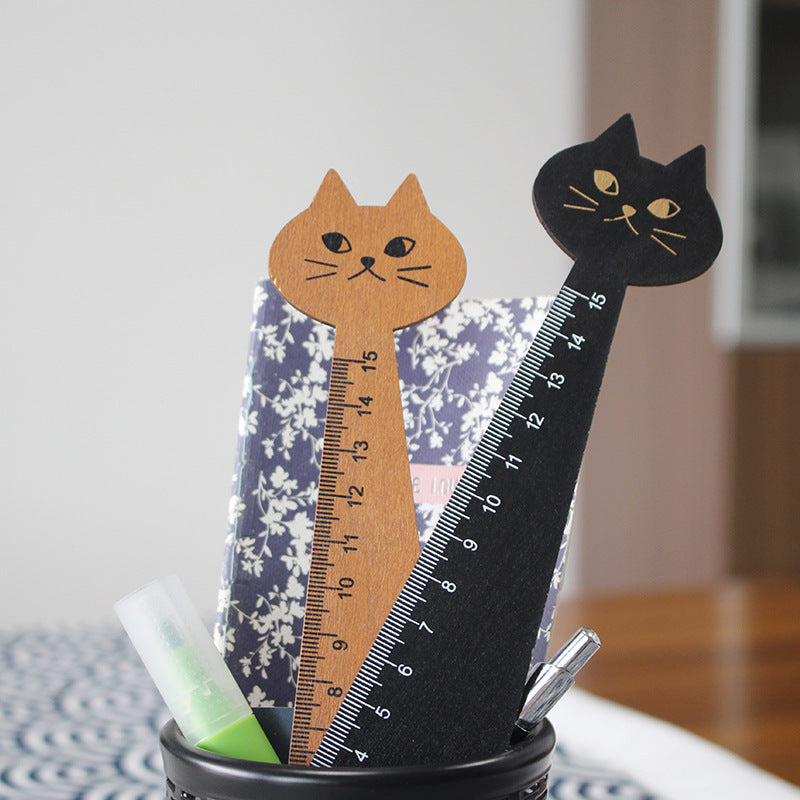 Cartoon Cat Wood Ruler 5 9in Student Tools Drawing Ruler