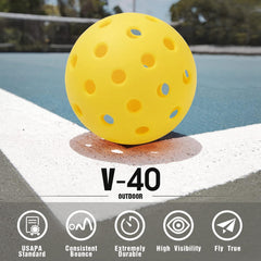 6 Pack 40 Hole Yellow Pickleball Balls Outdoor High Elasticity Durable