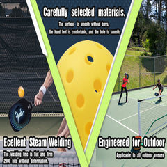 6 Pack 40 Hole Yellow Pickleball Balls Outdoor High Elasticity Durable