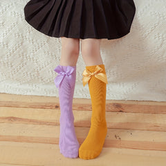 Girls Kids Bow Princess Knee High Socks Dress Breathable Comfy Pile Socks