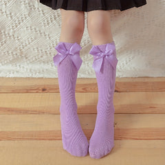 Girls Kids Bow Princess Knee High Socks Dress Breathable Comfy Pile Socks