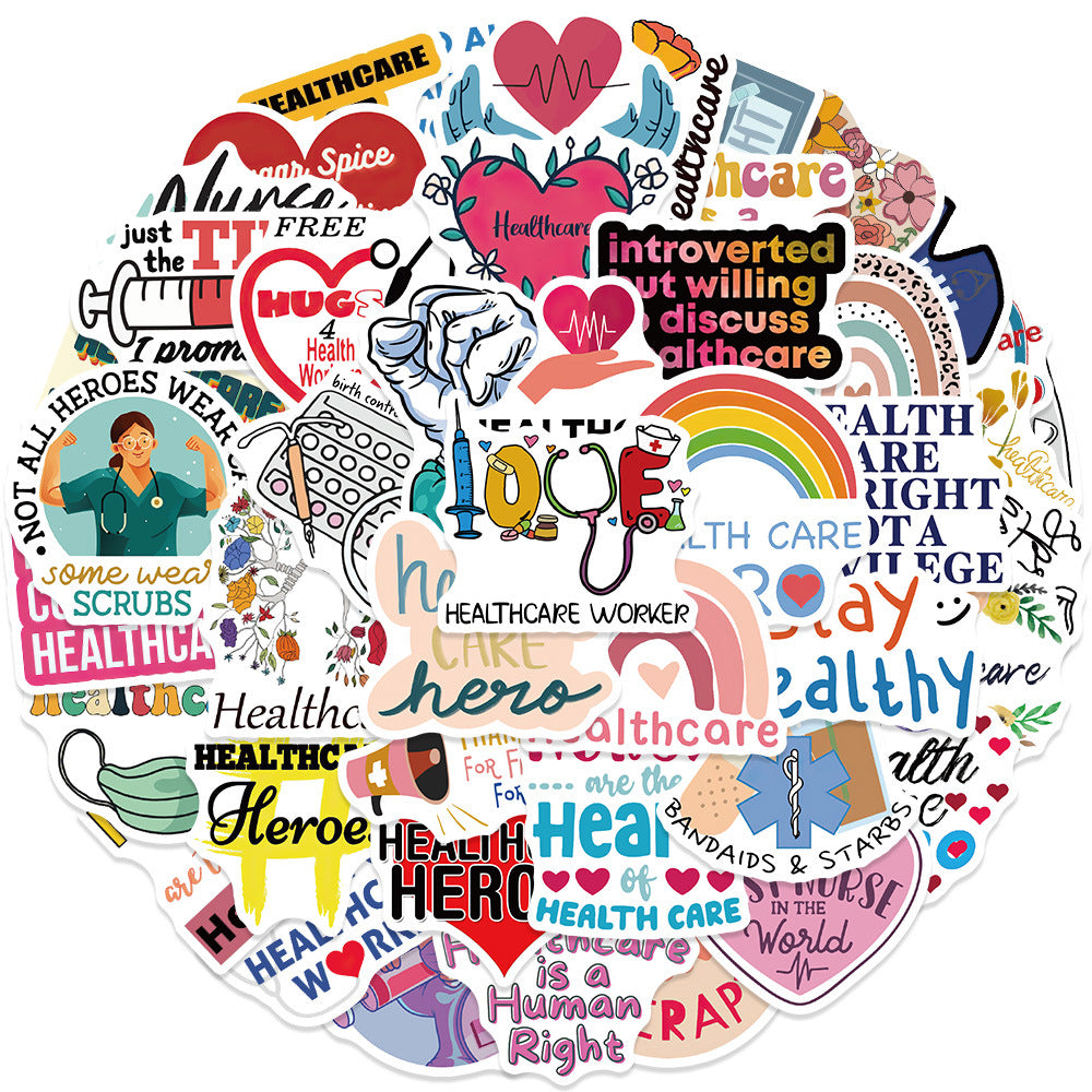 52Pcs Nurse Science Funny Vinyl Stickers Water Bottle Laptop Phone