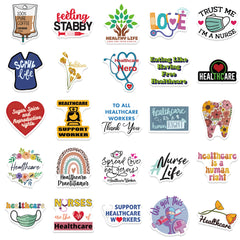 52Pcs Nurse Science Funny Vinyl Stickers Water Bottle Laptop Phone