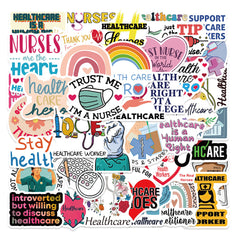 52Pcs Nurse Science Funny Vinyl Stickers Water Bottle Laptop Phone
