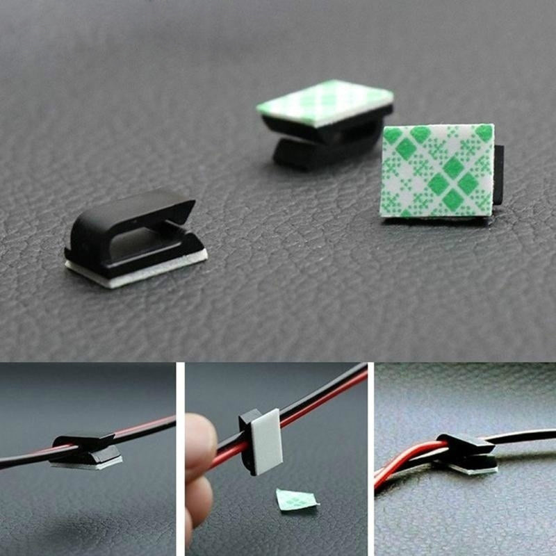 10pcs Adhesive Car Fixed Clip GPS Data Cable Light Cord Organizer