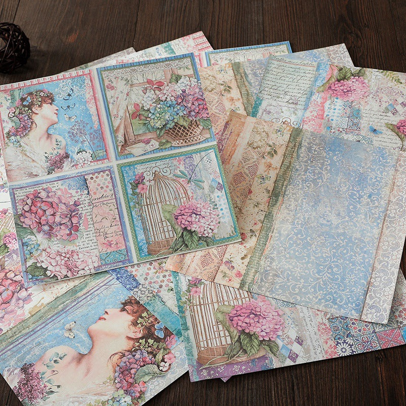 15pcs Large Hydrangea Paper Flowers Journal Background DIY Gift