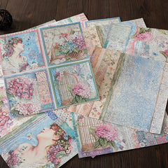 15pcs Large Hydrangea Paper Flowers Journal Background DIY Gift