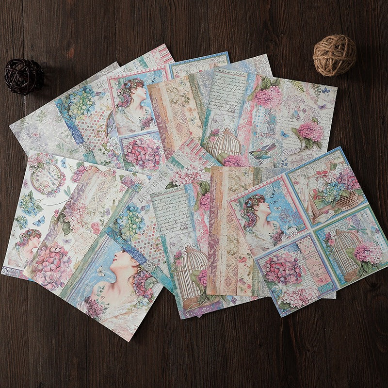 15pcs Large Hydrangea Paper Flowers Journal Background DIY Gift