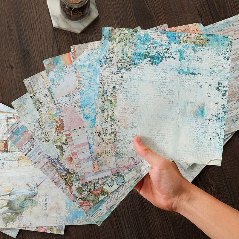 15pcs Unicorn & Dragonfly Paper Retro Flowers Journal DIY Gift Women Adults