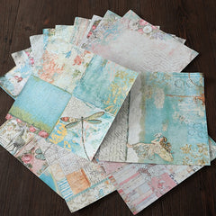 15pcs Unicorn & Dragonfly Paper Retro Flowers Journal DIY Gift Women Adults