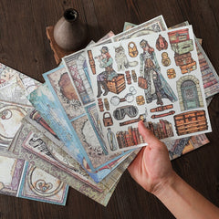 15pcs Large Size Wandering Jazz Material Paper Retro Flowers Journal