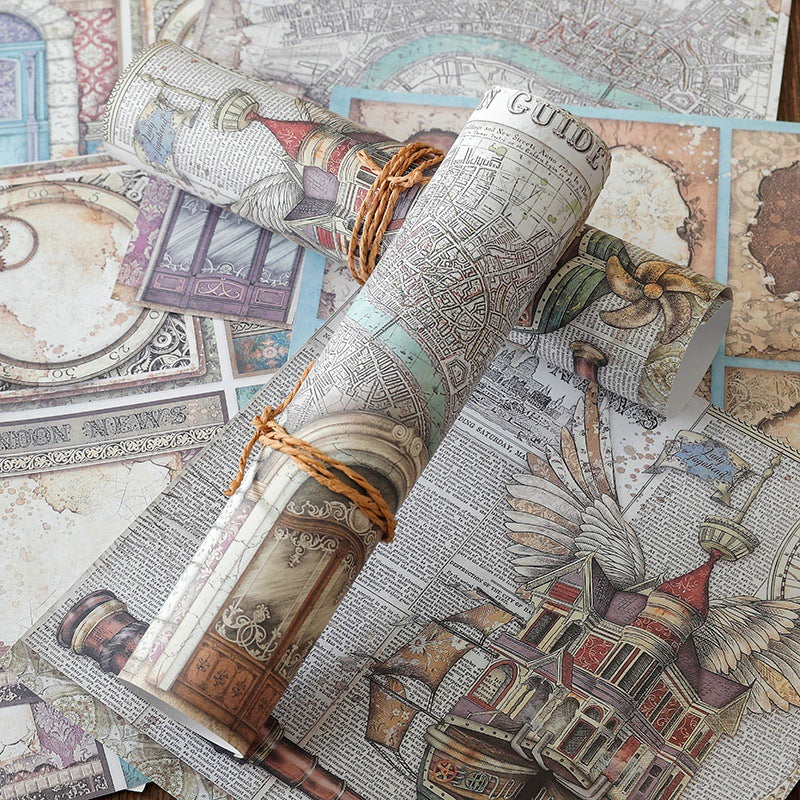15pcs Large Size Wandering Jazz Material Paper Retro Flowers Journal
