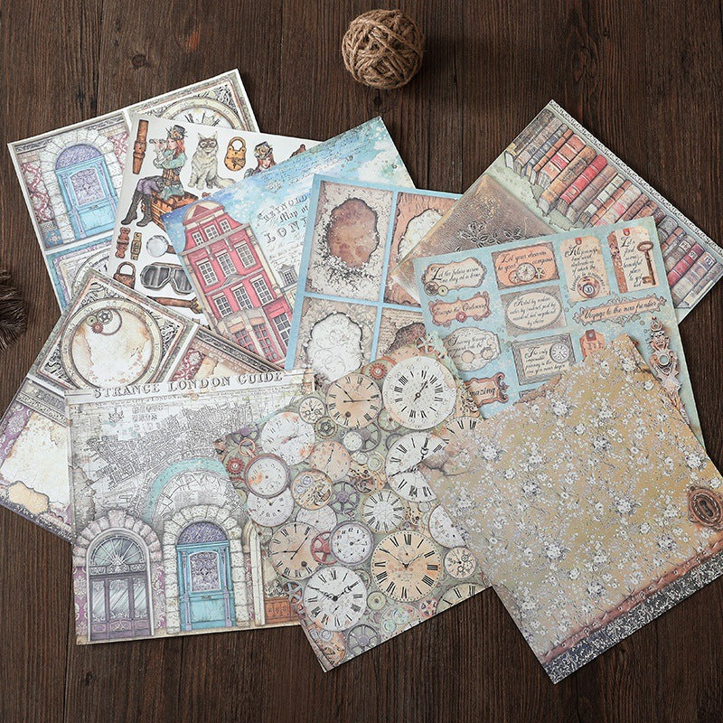 15pcs Large Size Wandering Jazz Material Paper Retro Flowers Journal