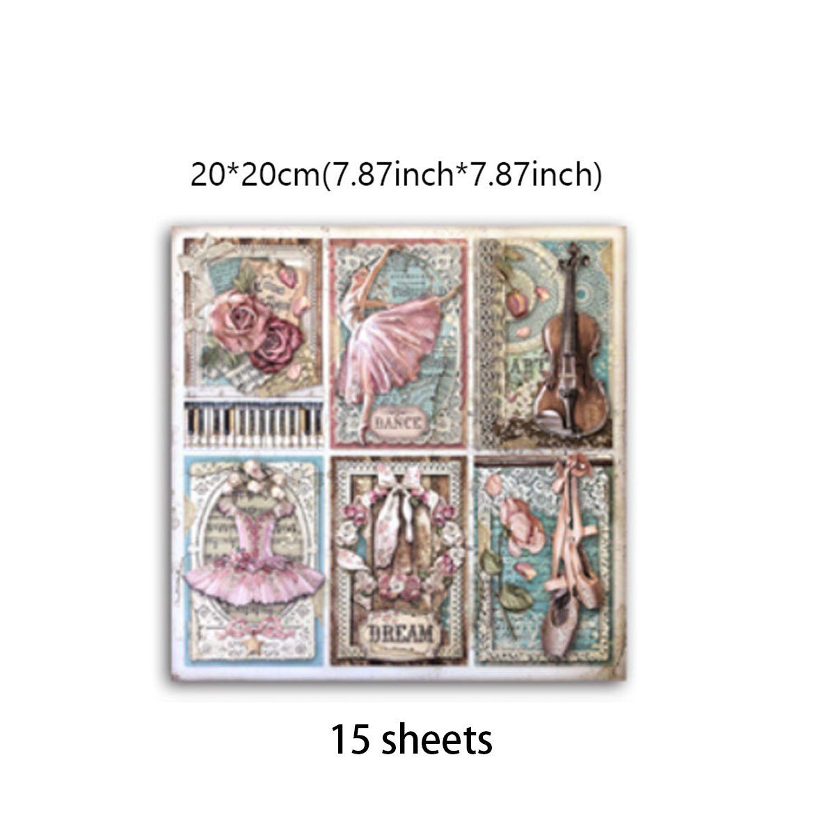 15pcs Large Size Wandering Jazz Material Paper Retro Flowers Journal