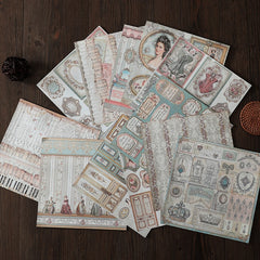 15pcs Large Princess Paper Retro Flowers Journal Background DIY Gift