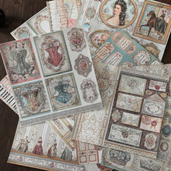 15pcs Large Princess Paper Retro Flowers Journal Background DIY Gift