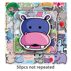 50pcs Hippopotamus Animal Stickers Waterproof Graffiti Stickers