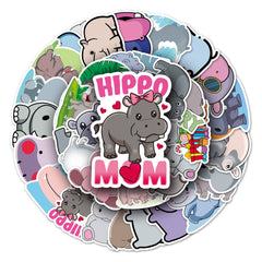 50pcs Hippopotamus Animal Stickers Waterproof Graffiti Stickers