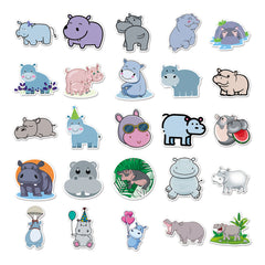 50pcs Hippopotamus Animal Stickers Waterproof Graffiti Stickers
