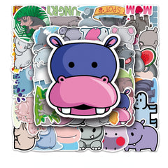 50pcs Hippopotamus Animal Stickers Waterproof Graffiti Stickers