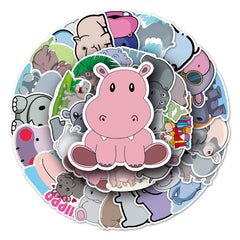 50pcs Hippopotamus Animal Stickers Waterproof Graffiti Stickers