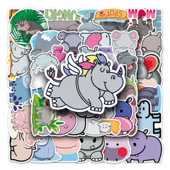 50pcs Hippopotamus Animal Stickers Waterproof Graffiti Stickers