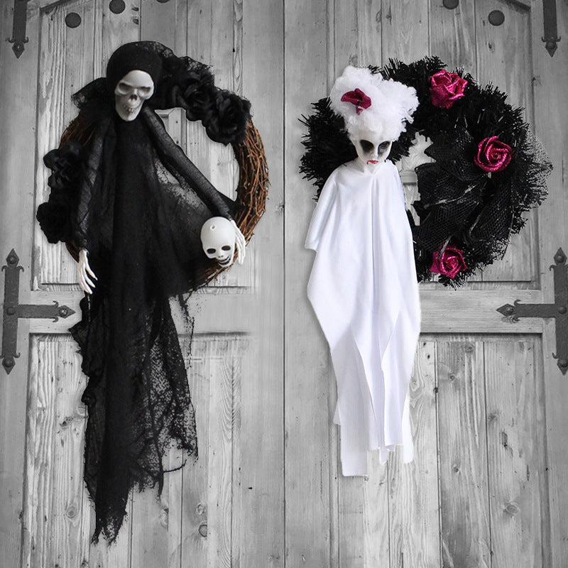 Halloween Ghost Gate Hanging Ghost Party Flower Wreath