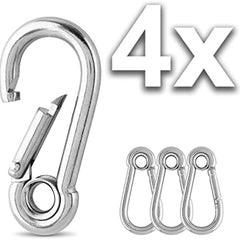 4pcs Heavy Duty 304 Stainless Steel Carabiner Clips 6.05cm 60kg Load Capacity