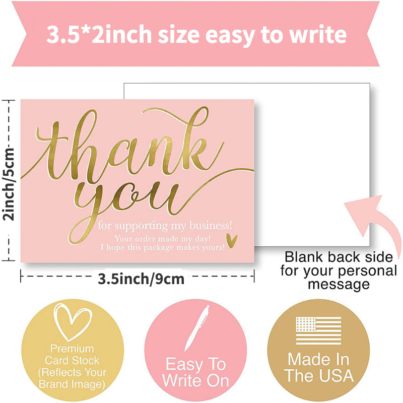 50 Sheets Thank You For Supporting My Small Business Thank You Card